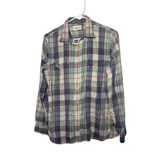 Denim & Supply Ralph Lauren Plaid Button Down Shirt Women's Medium Green